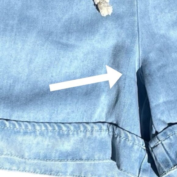 Blue Chambray High Waist Paper Bag Shorts Rope Belt Coastal Nautical Western - Picture 11 of 11